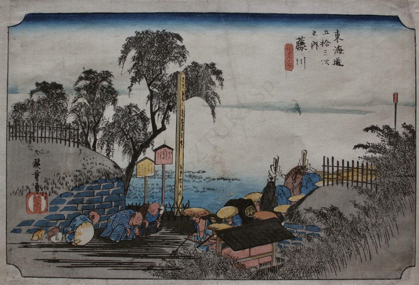 Hiroshige Andō, Fujikawa. Scena na przedmieciach